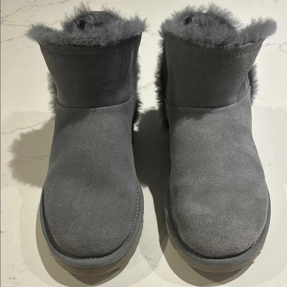 UGG Gray Suede Boots Classic Mini